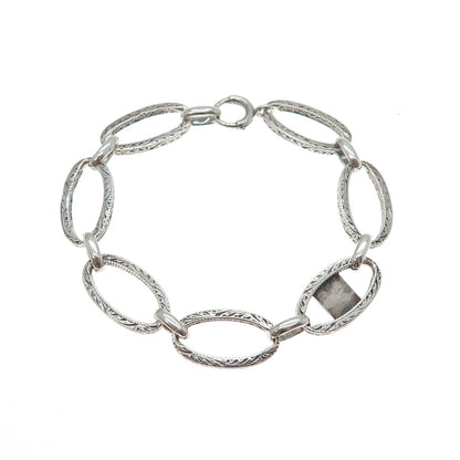 925 Sterling Silver Antique Delta Epsilon Phi Sorority Oval Link Bracelet 6.25"