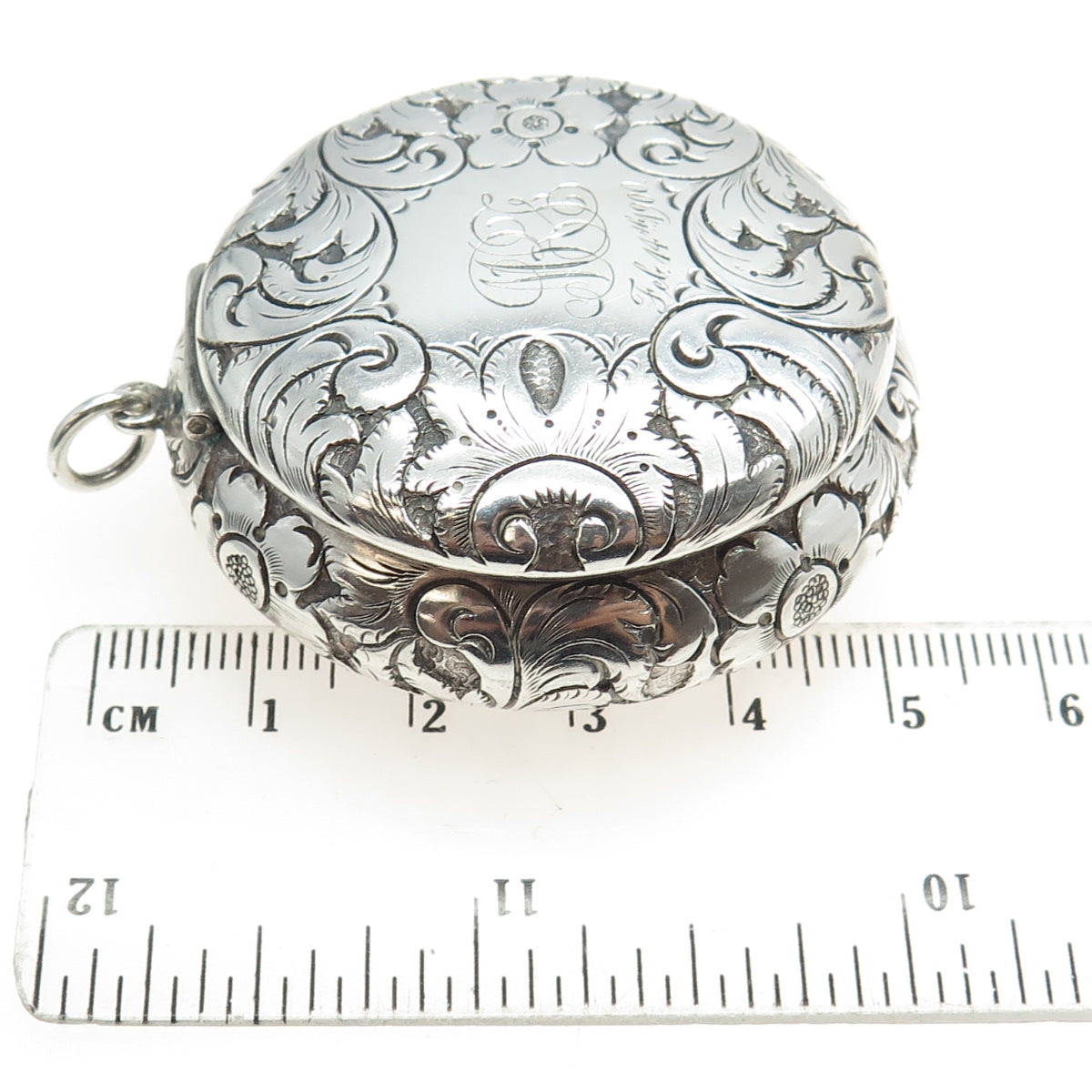 METALLURGIC ART Sterling Silver Antique Art Deco Engraved Floral Jewelry Box #64