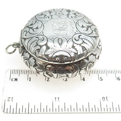 METALLURGIC ART Sterling Silver Antique Art Deco Engraved Floral Jewelry Box #64