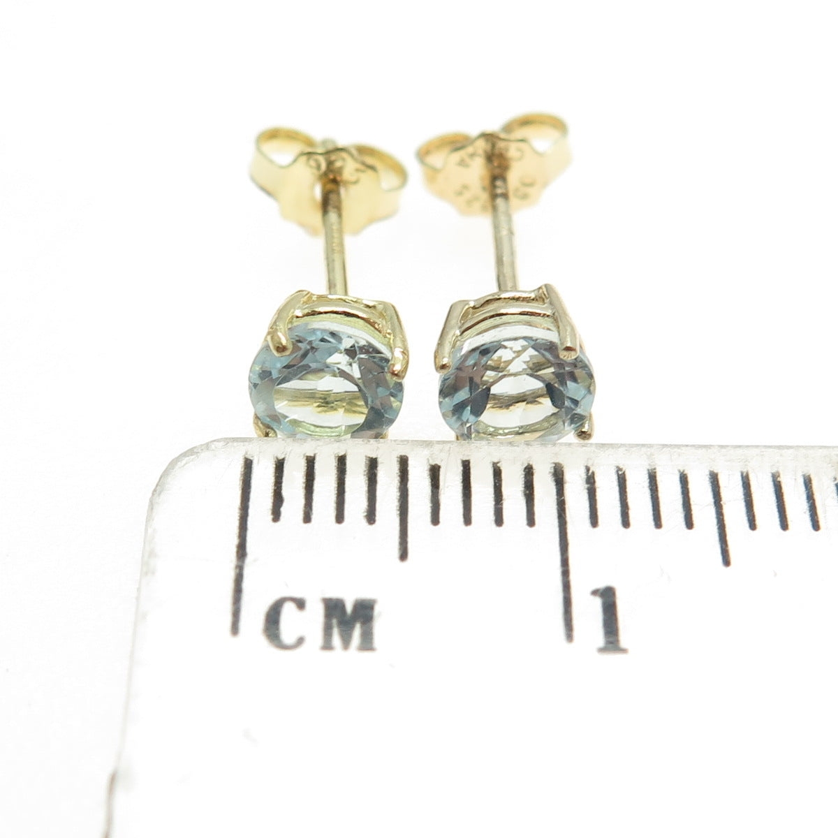 DBJ DEE BERKLEY 925 Sterling Silver Gold Plated Real Blue Topaz Stud Earrings