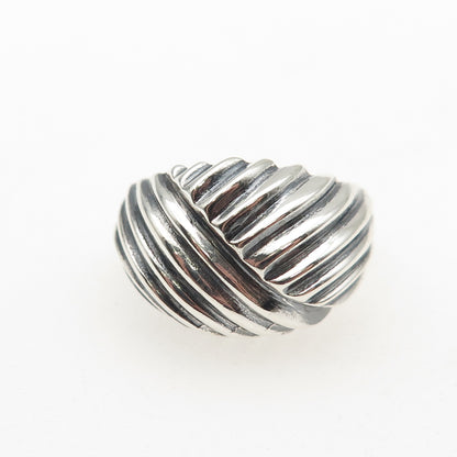 925 Sterling Silver Vintage Modernist Ribbed Oxidized Ring Size 5.5