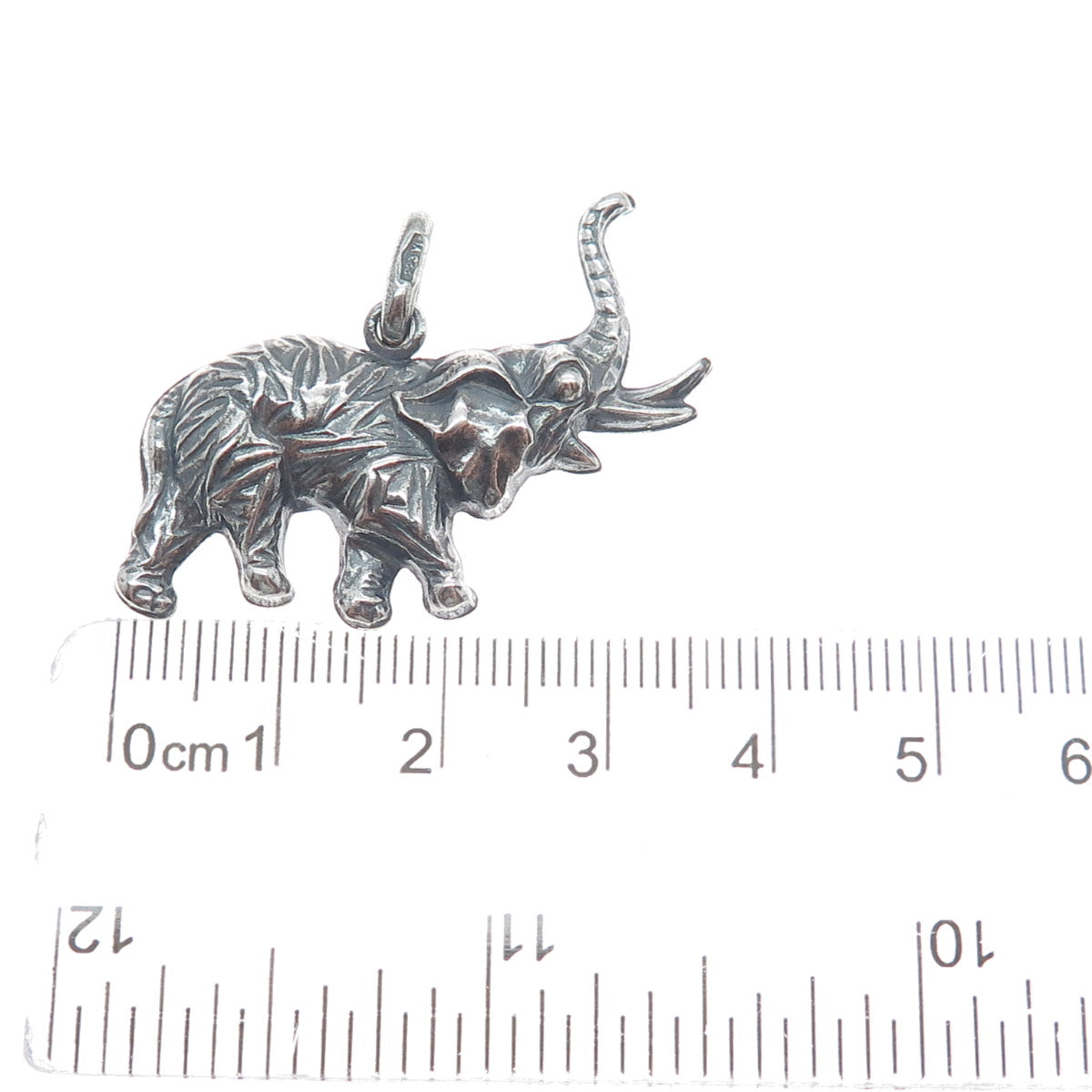 925 Sterling Silver Vintage Italy Elephant Oxidized Charm Pendant