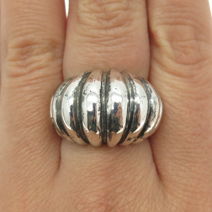 925 Sterling Silver Vintage Mexico Modernist Dome Ring Size 7.25