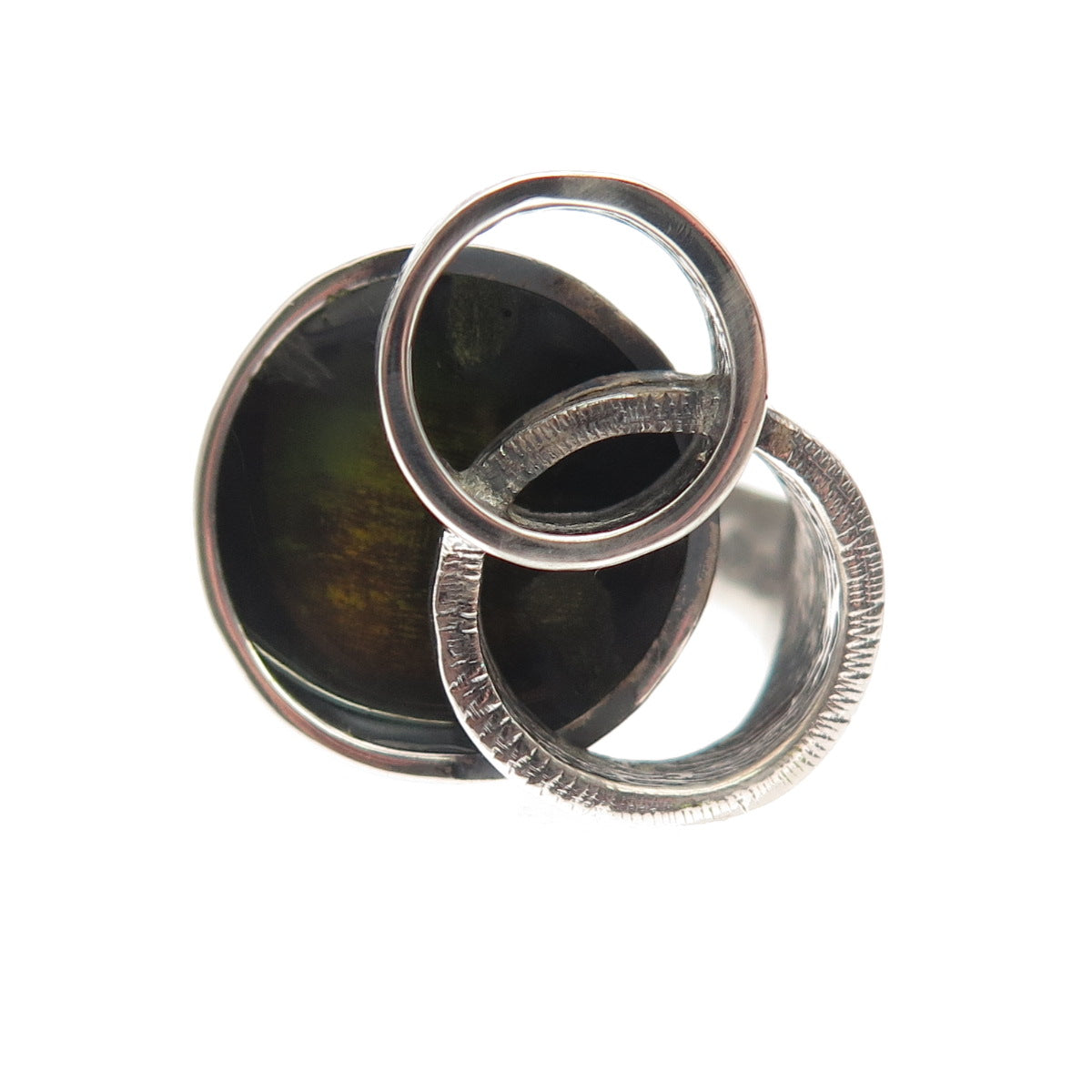 Industria Argentina Sterling Vintage Enamel Modernist Adjustable Ring Size 5.5