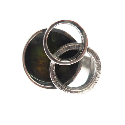 Industria Argentina Sterling Vintage Enamel Modernist Adjustable Ring Size 5.5