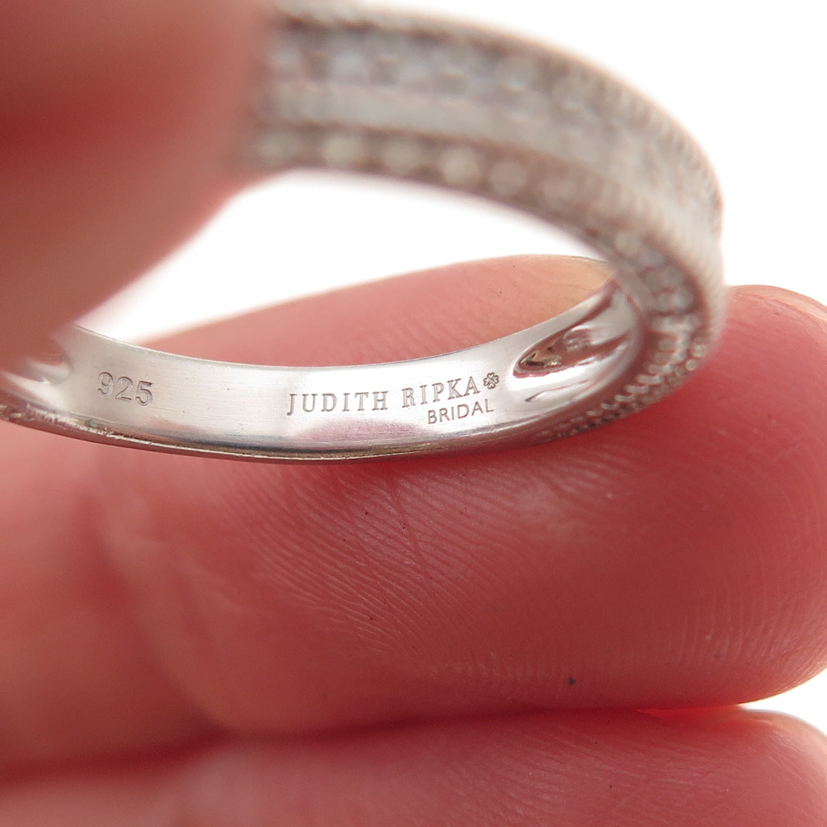 Judith Ripka 925 Sterling Silver C Z Bridal Wedding Band Ring Size 7