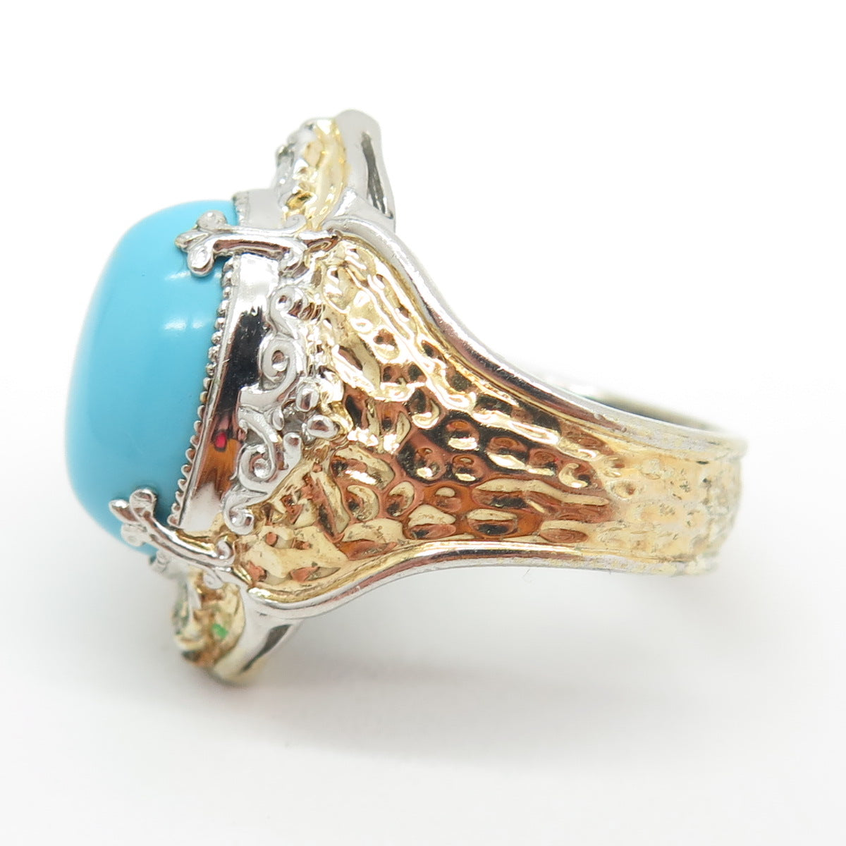 MICHAEL VALITUTTI Gems En Vogue Sterling 2-Tone Turquoise & Topaz Ring Size 7