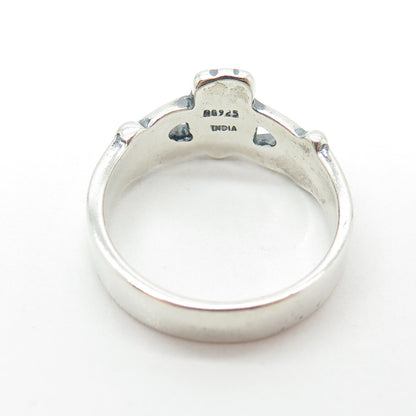 925 Sterling Silver Vintage Irish Claddagh Ring Size 9.25
