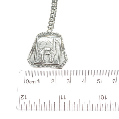 INDUSTRIA PERUANA 925 Sterling Silver Vintage Llama Key Fob Chain Holder
