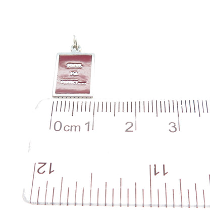 925 Sterling Silver Red Enamel Status I'm Perfect Minimalist Charm Pendant