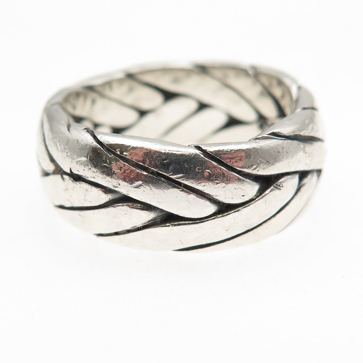 Anya 925 Sterling Silver Vintage Woven Oxidized Band Ring Size 10.75