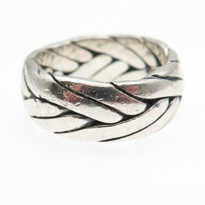 Anya 925 Sterling Silver Vintage Woven Oxidized Band Ring Size 10.75