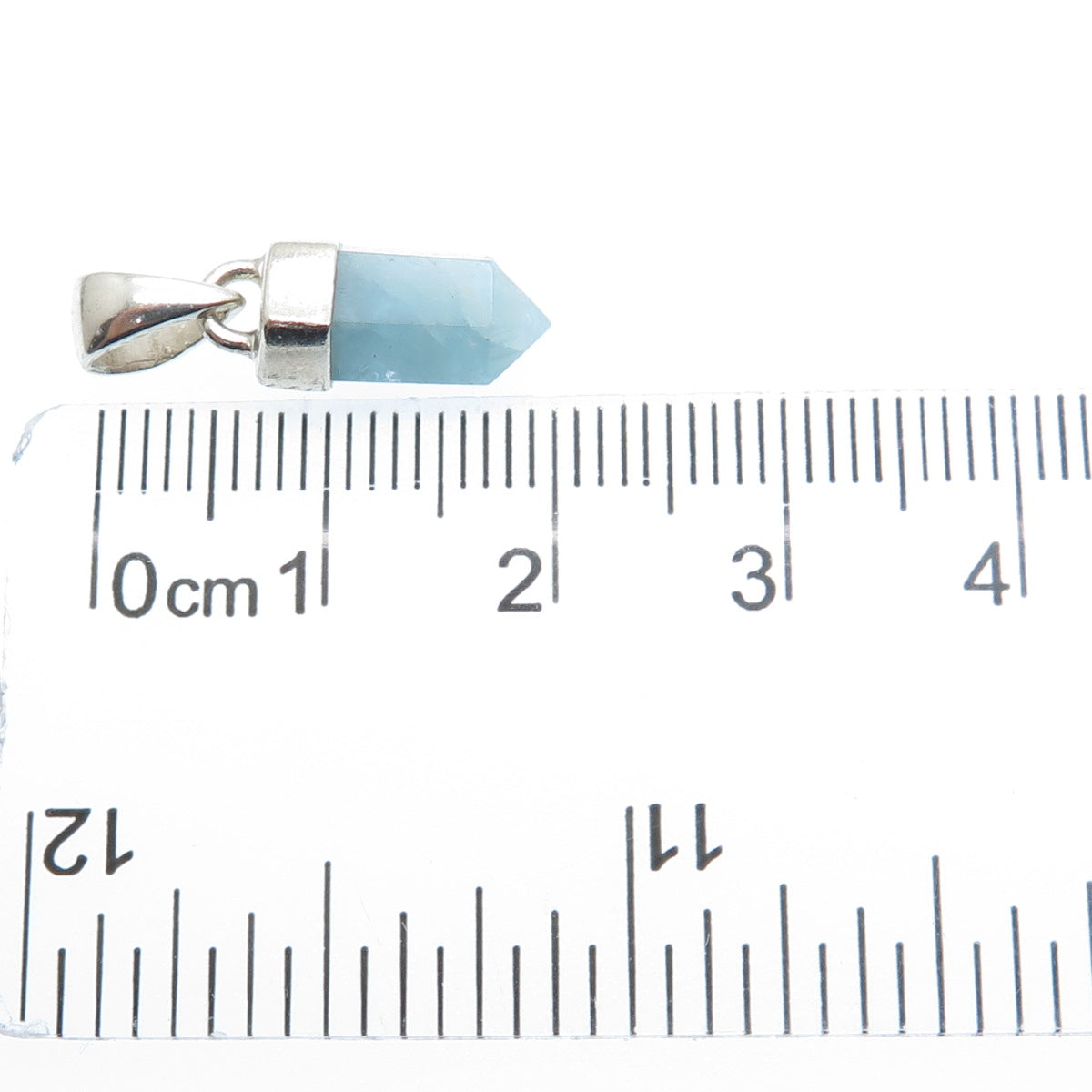 925 Sterling Silver Vintage Real Milky Aquamarine Amulet Mini Charm Pendant