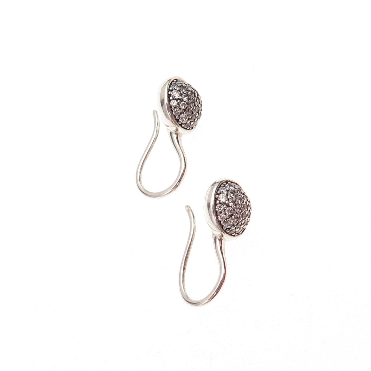 Pandora 925 Sterling Silver Round-Cut C Z Disc Earrings