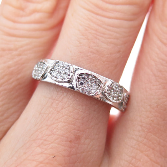 925 Sterling Silver Round-Cut C Z Modernist Band Ring Size 7.25