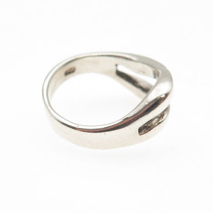 925 Sterling Silver Vintage Modernist Wavy Ring Size 7