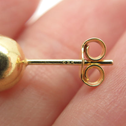 925 Sterling Silver Gold Plated Ball Stud Earrings