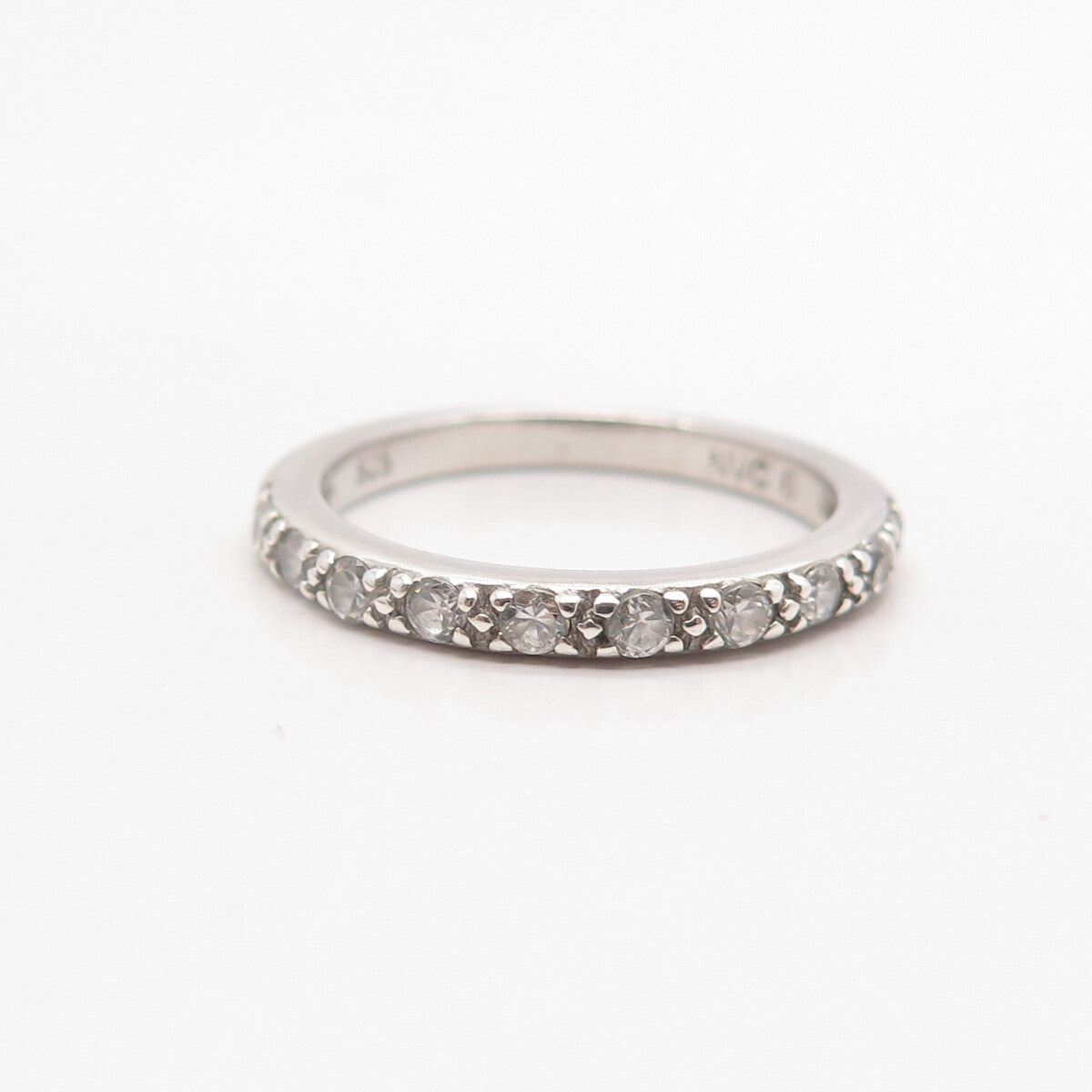 925 Sterling Silver Round-Cut C Z Band Ring Size 6