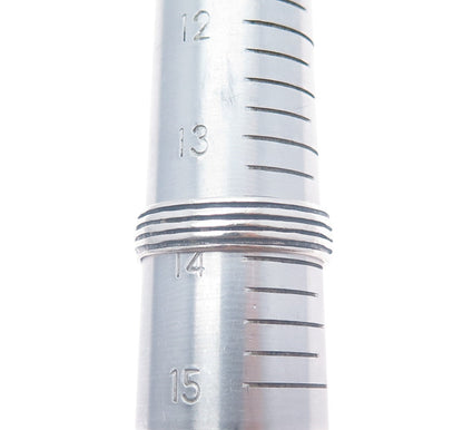 925 Sterling Silver Vintage Lined Oxidized Band Ring Size 14