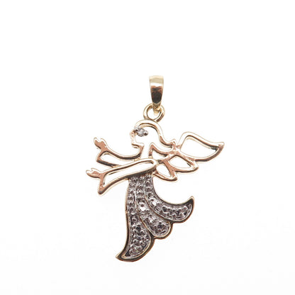 Ross Simons 925 Sterling Silver 2-Tone Real Diamond Accent Angel Charm Pendant