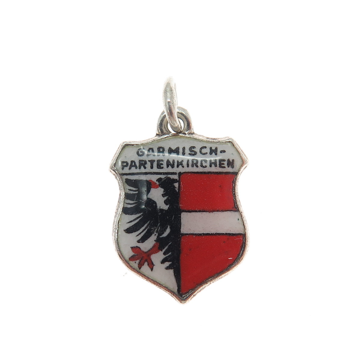 835 Silver Vintage PL Enamel Garmisch-Partenkirchen Coat of Arms Mini Pendant
