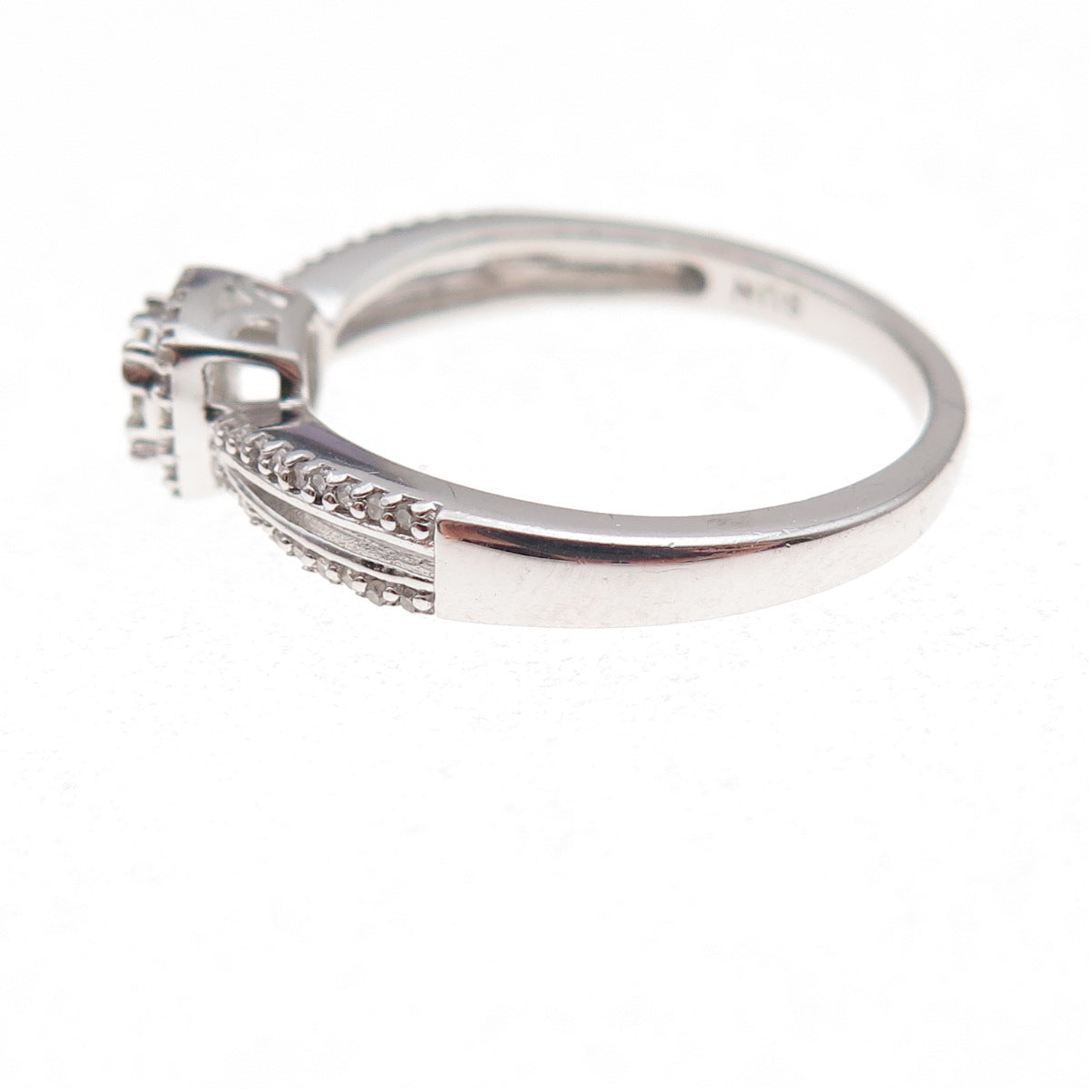 Sun 925 Sterling Silver Real Round-Cut Diamond Engagement Ring Size 7