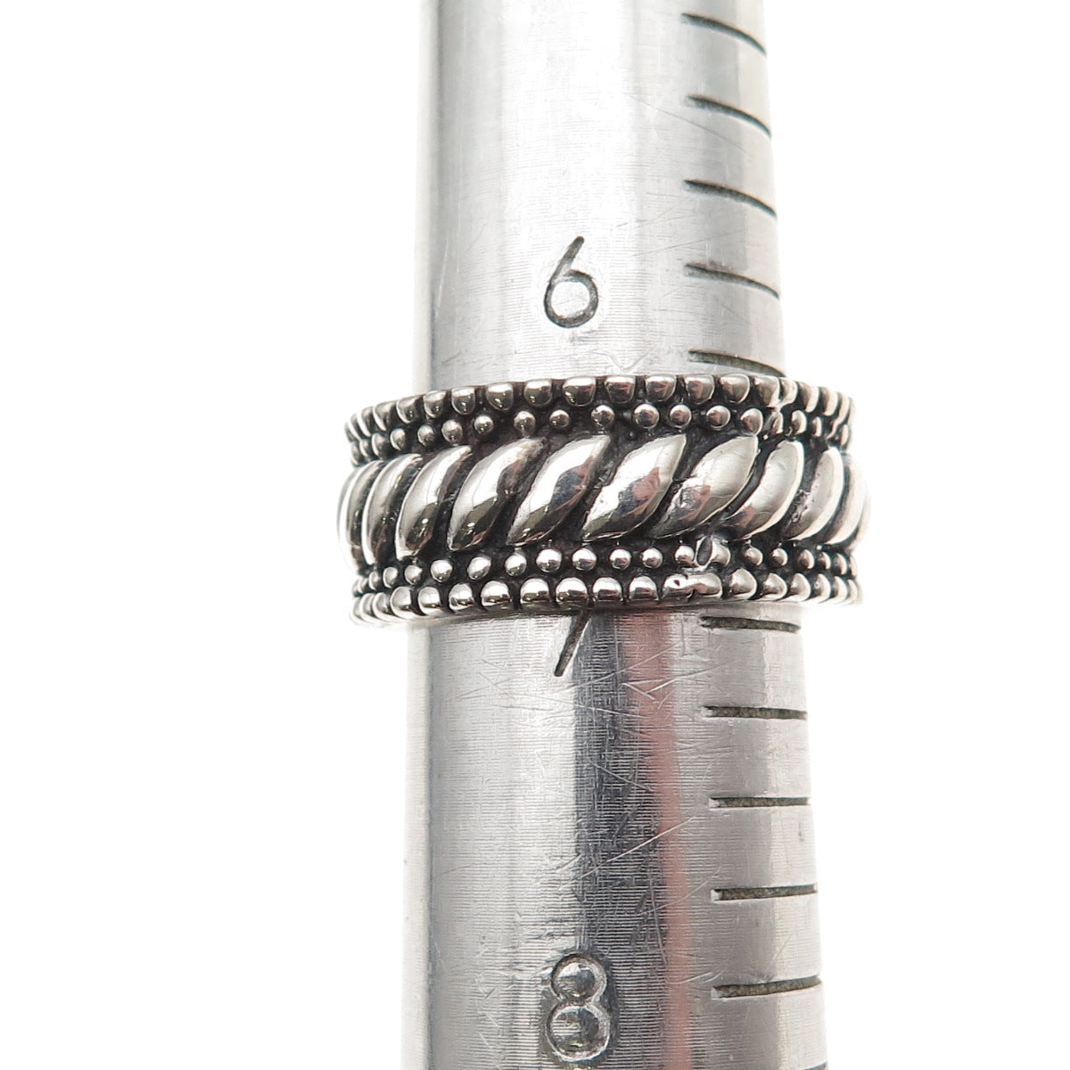 925 Sterling Silver Vintage Modernist Oxidized Band Ring Size 7