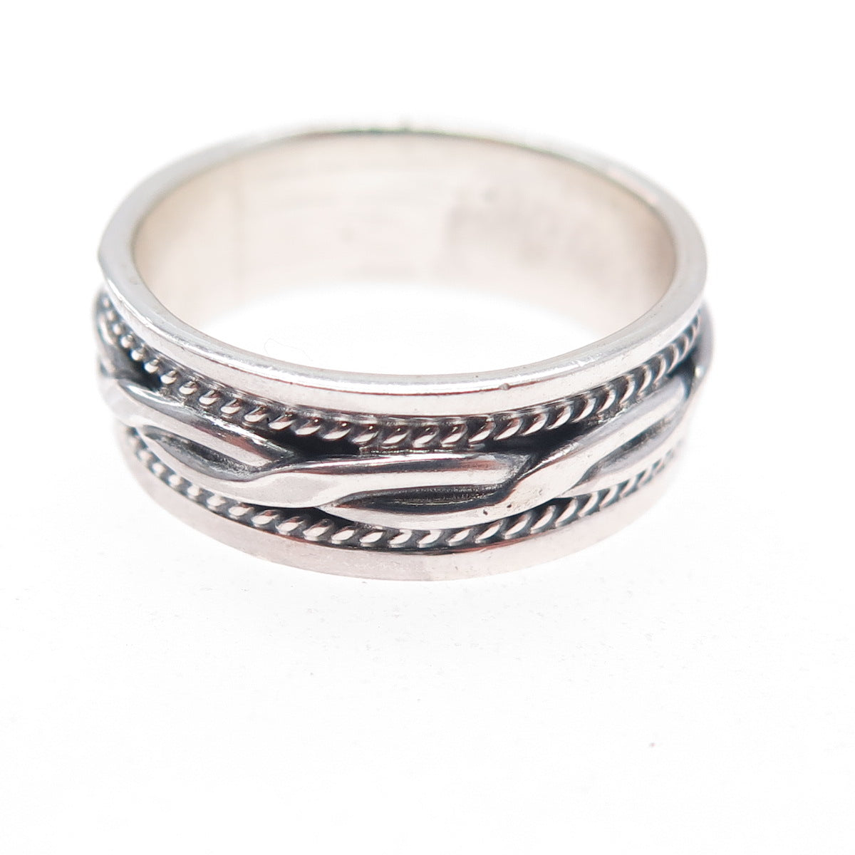 925 Sterling Silver Vintage Twisted Oxidized Band Ring Size 7
