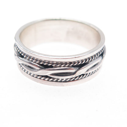 925 Sterling Silver Vintage Twisted Oxidized Band Ring Size 7