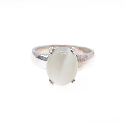 925 Sterling Silver Vintage Real Cabochon Cat's Eye Ring Size 6.5