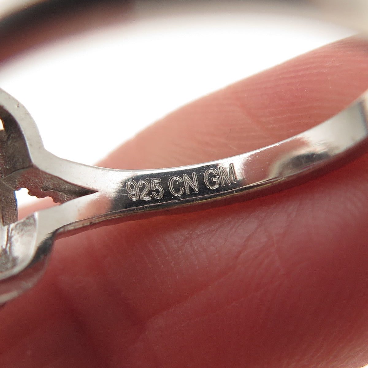 925 Sterling Silver Vintage Cushion-Cut Lab-Created Ruby & C Z Ring Size 7