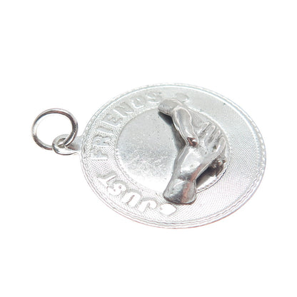 MARC MERCY 925 Sterling Silver Vintage "Just Friends" Handshake Pendant