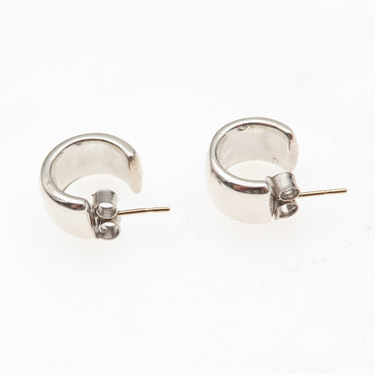925 Sterling Silver 14K Gold Posts Vintage Hoop Earrings