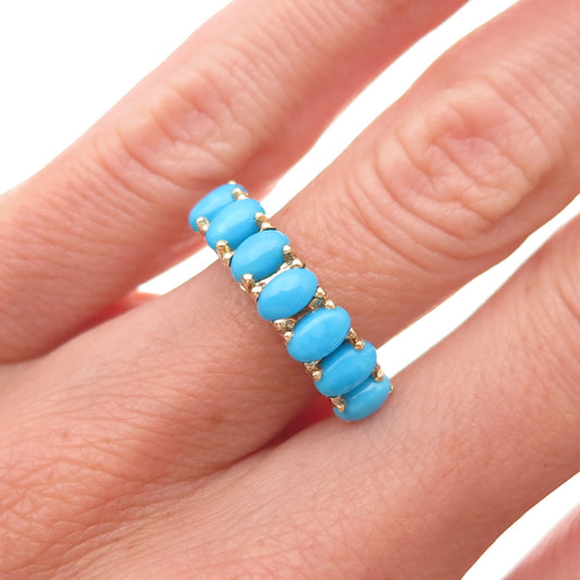 Chuck Clemency Sterling Gold Plated Real Sleeping Beauty Turquoise Ring Size 5