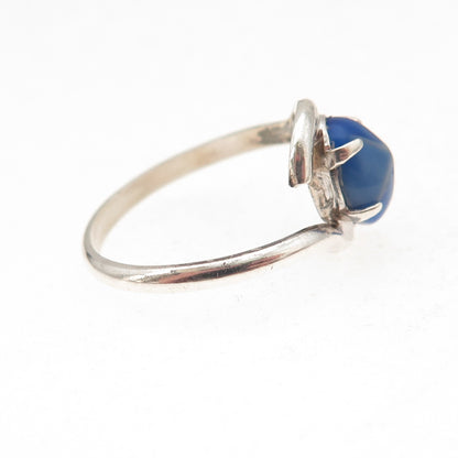 Clark & Coombs Sterling Silver Vintage Synthetic Star Sapphire Ring Size 5.75