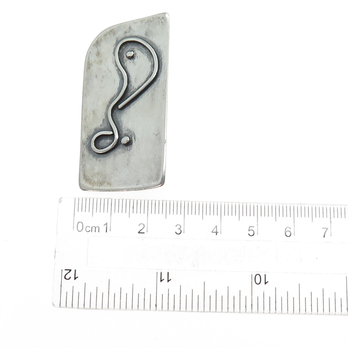 925 Sterling Silver Vintage Modernist Abstract Oxidized Pin Brooch