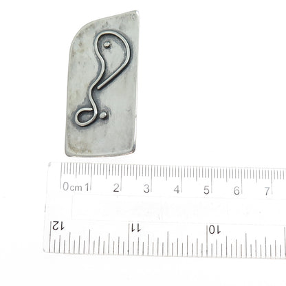 925 Sterling Silver Vintage Modernist Abstract Oxidized Pin Brooch