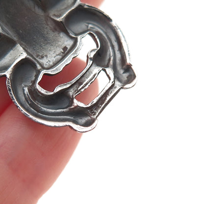 925 Sterling Silver Antique Art Deco Fleur de Lis Oxidized Bracelet 7.25"