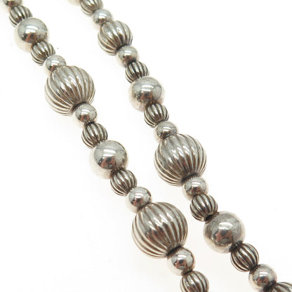 CAROLYN POLLACK 925 Sterling Silver Vintage Ball / Bead Chain Necklace 30-36"