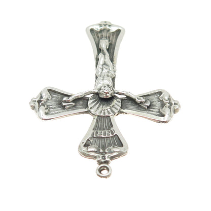 925 Sterling Silver Antique Art Deco Crucifix Cross Religious Pendant