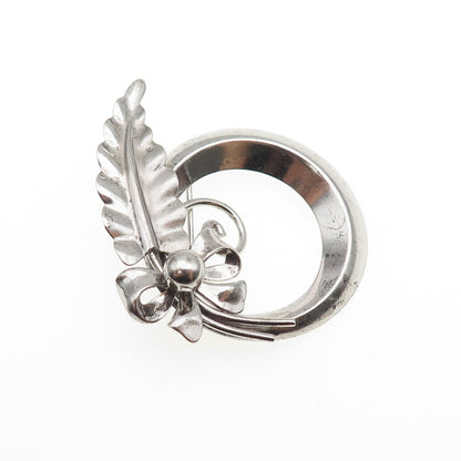 Van Dell 925 Sterling Silver Antique Art Deco Flower Oxidized Pin Brooch