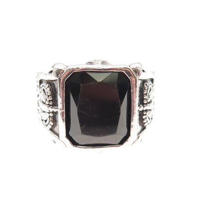 JUSTIN DAVIS 925 Sterling Silver Vintage Real Hematite Oxidized Ring Size 11.5