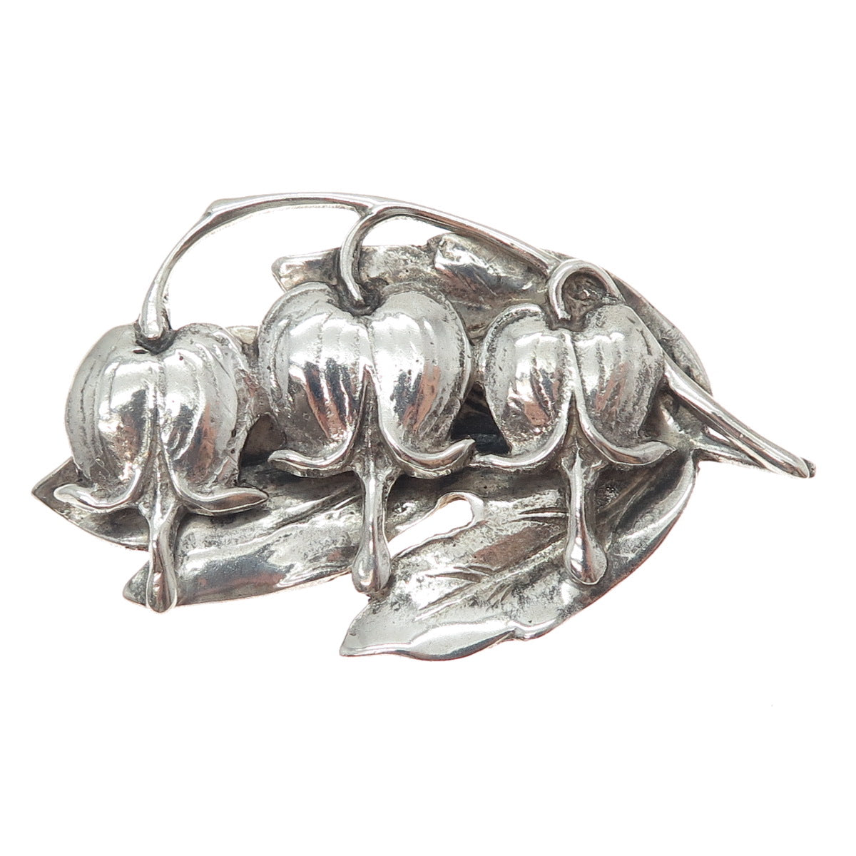 925 Sterling Silver Vintage Bluebell Flower Oxidized Pin Brooch