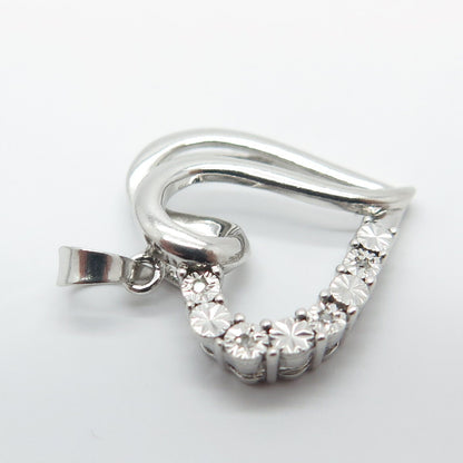 925 Sterling Silver Real Diamond Accent Heart Pendant
