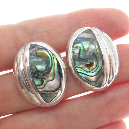ATI ANNIKA WITT 925 Sterling Silver Vintage Mexico Real Abalone Shell Earrings