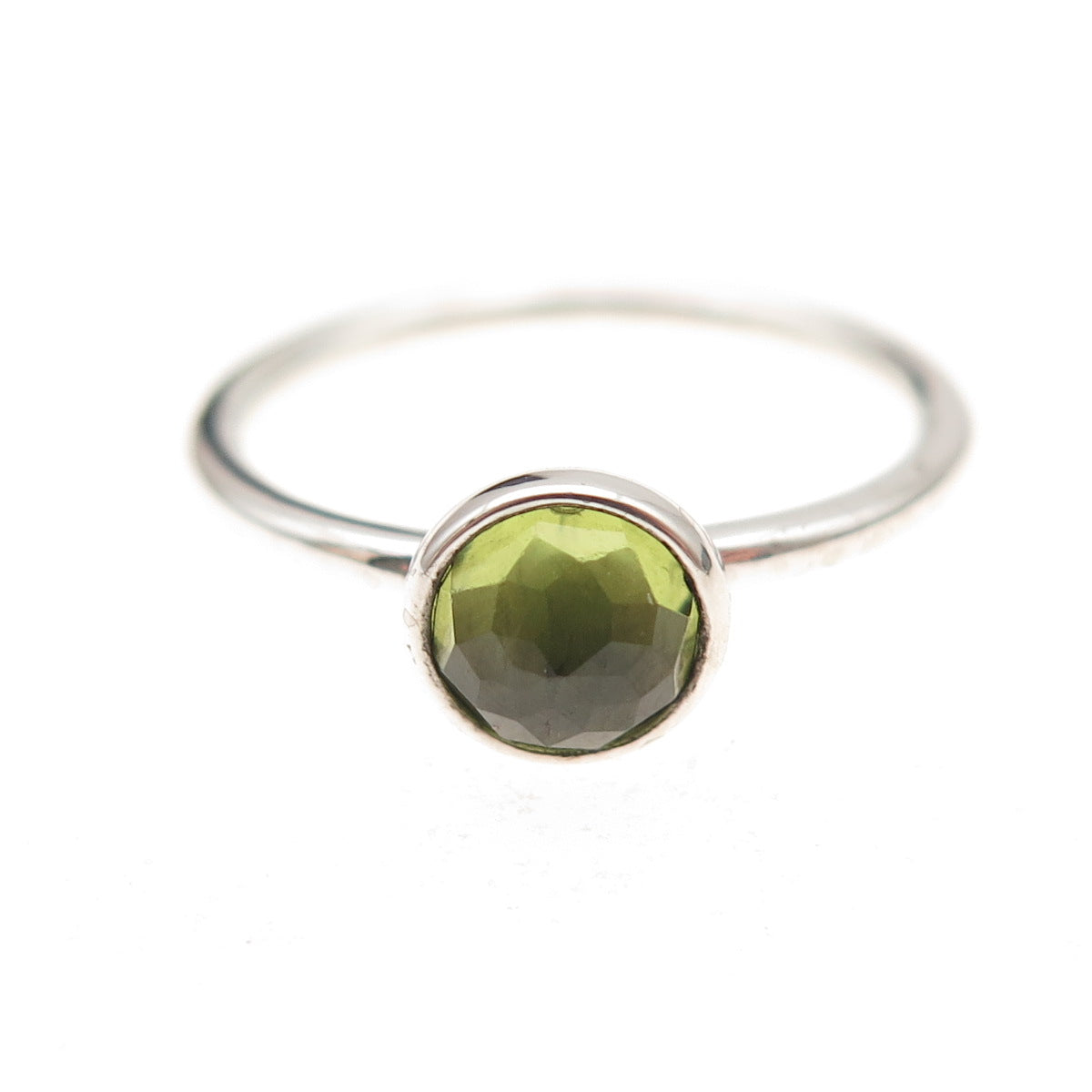 Pandora 925 Sterling Silver Real Peridot August Birthday Blooms Ring Size 6.75