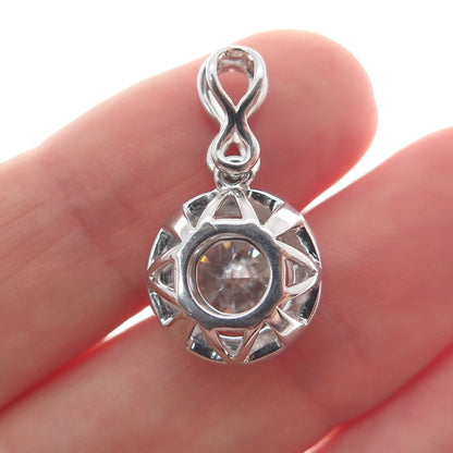 925 Sterling Silver Real Round-Cut 2.01ct & 0.623ct Moissanite Mini Pendant