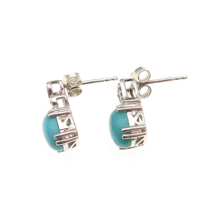 925 Sterling Silver Real Sleeping Beauty Turquoise & Apatite Earrings