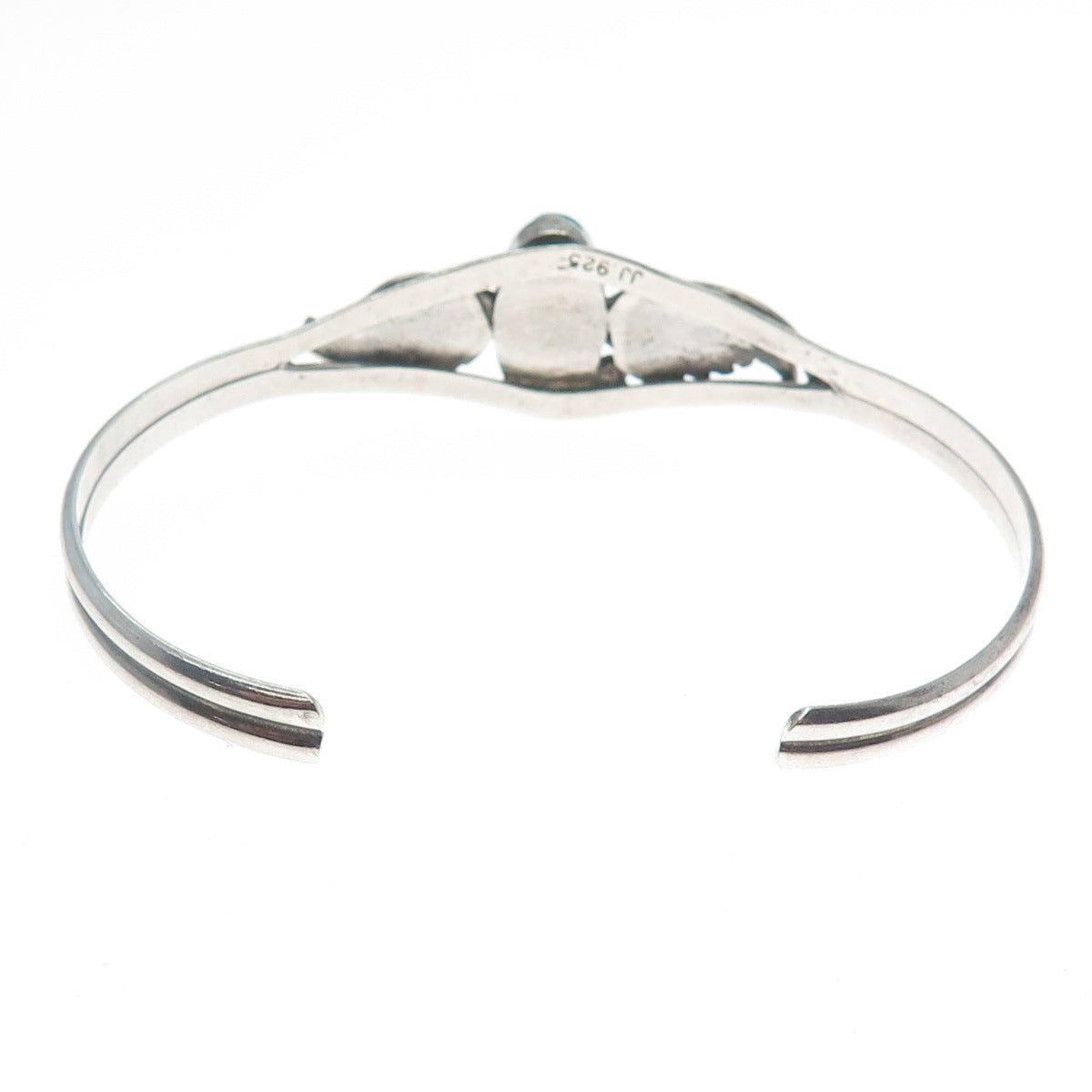 JERRY JOHNSON Old Pawn 925 Sterling Turquoise Feather Adjustable Bracelet 5.75"