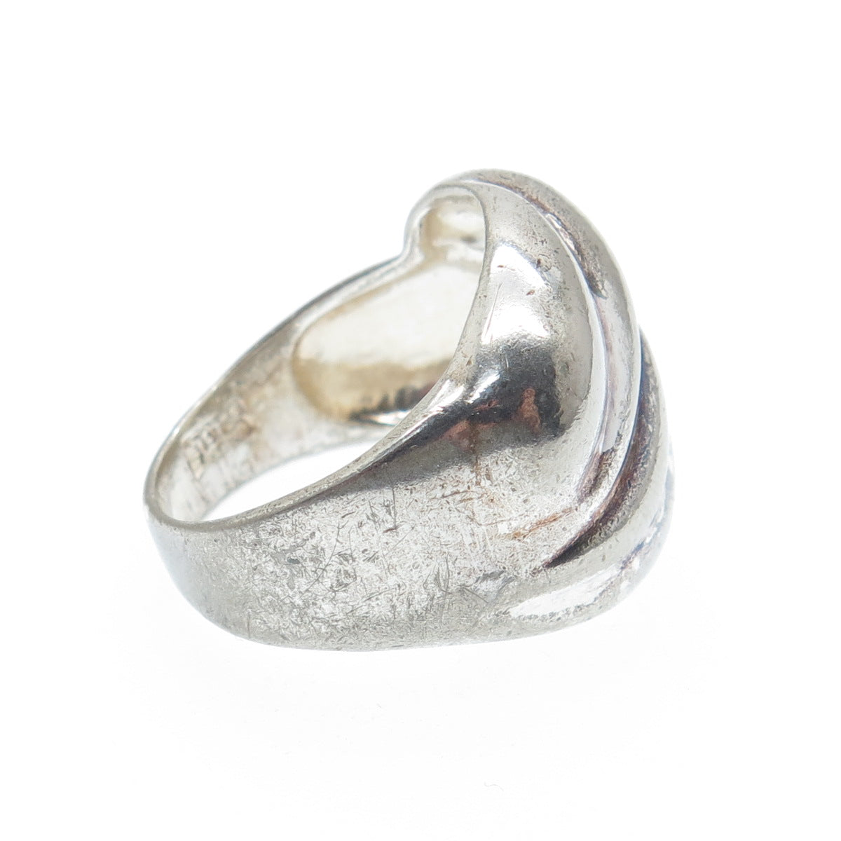 925 Sterling Silver Vintage Italy Modernist Ribbed Oxidized Ring Size 6.75